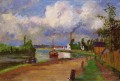 Fischer an den Ufern des oise 1876 Camille Pissarro Landschaft Fluss